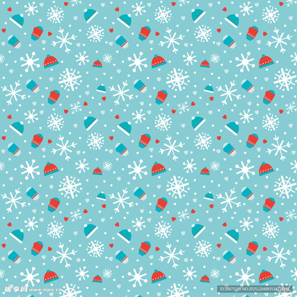 浅蓝色圣诞雪花图案背景
