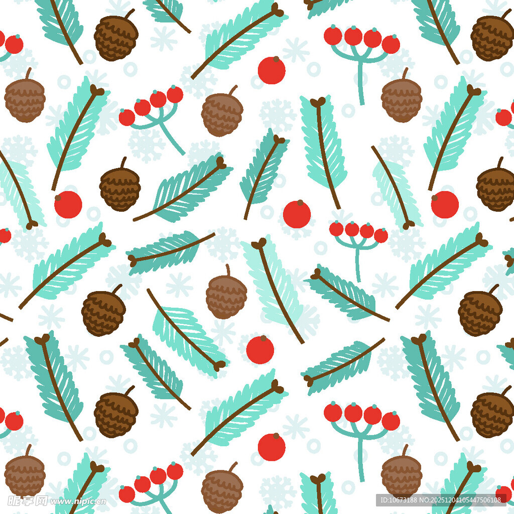 圣诞元素无缝图案设计