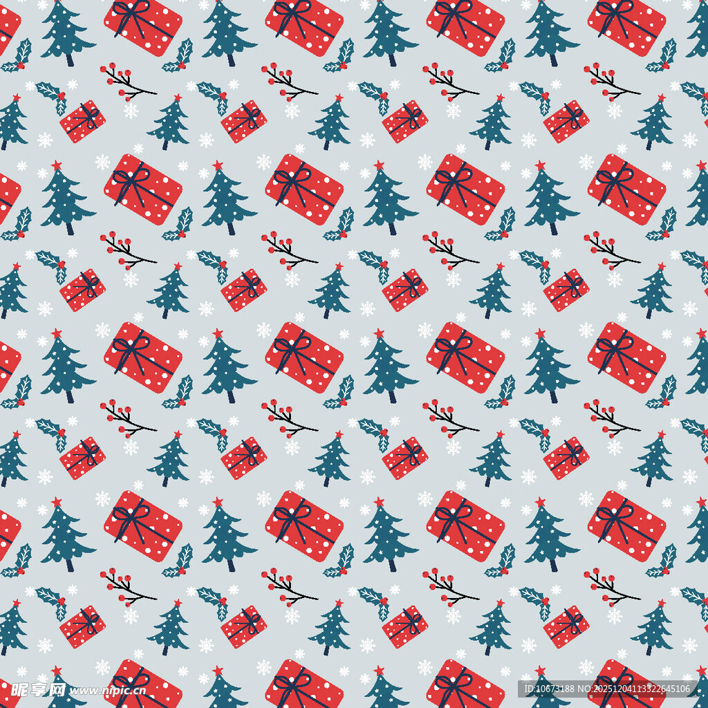 圣诞元素无缝图案背景