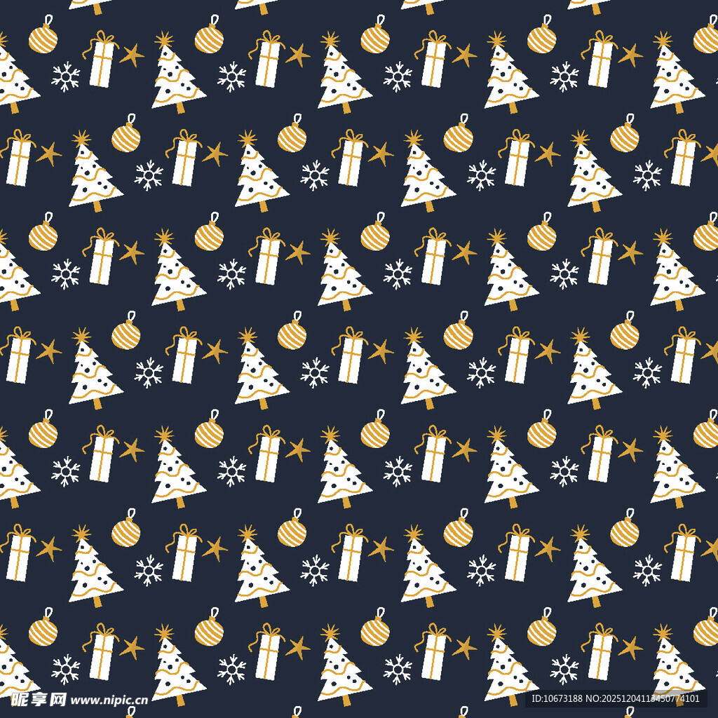 圣诞元素无缝图案设计