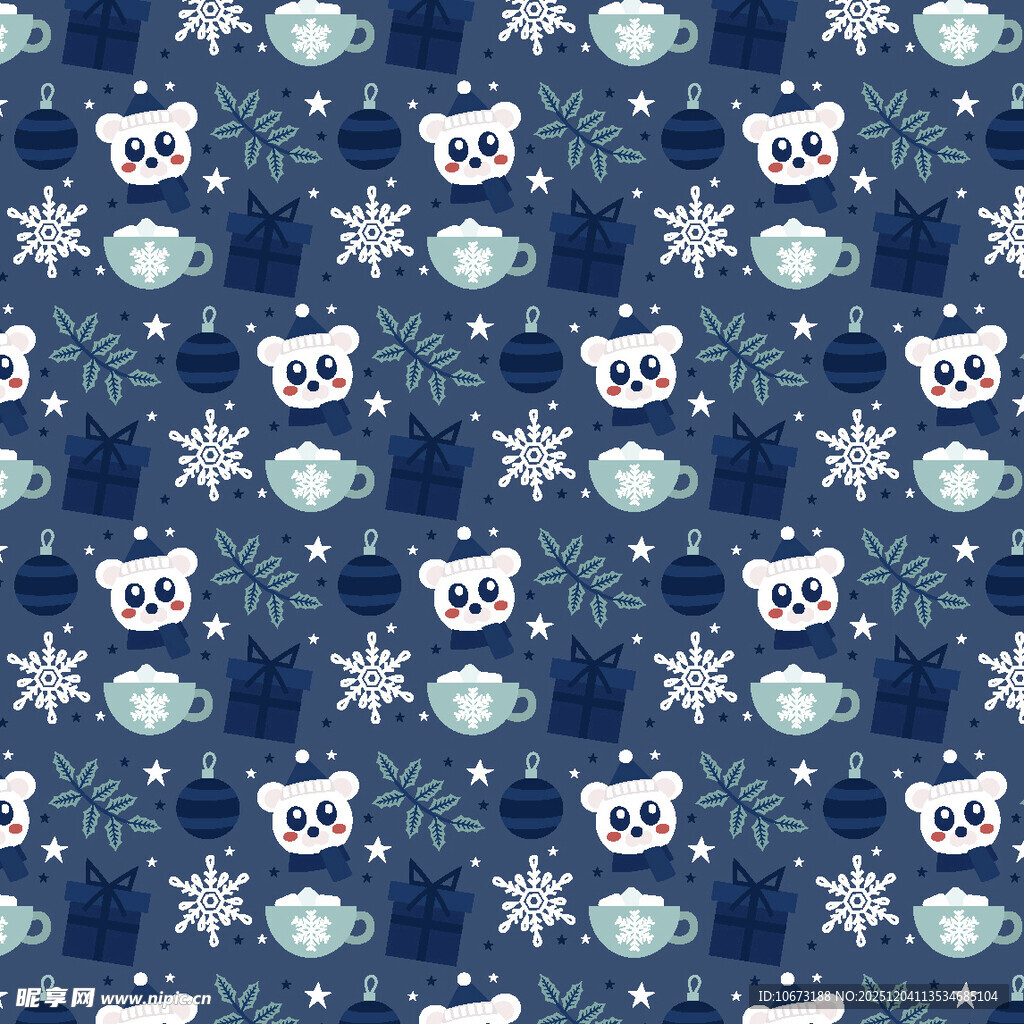小熊雪花宇宙图案背景