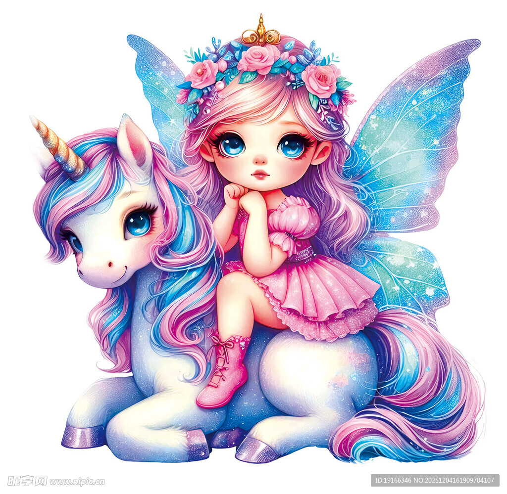 独角兽 卡通女孩 卡通人物