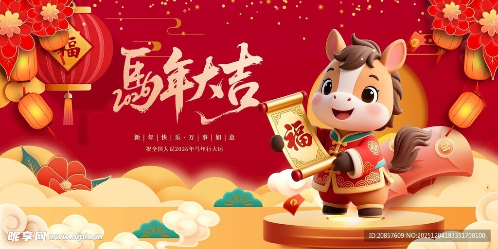 马年大吉卡通马形象摆件