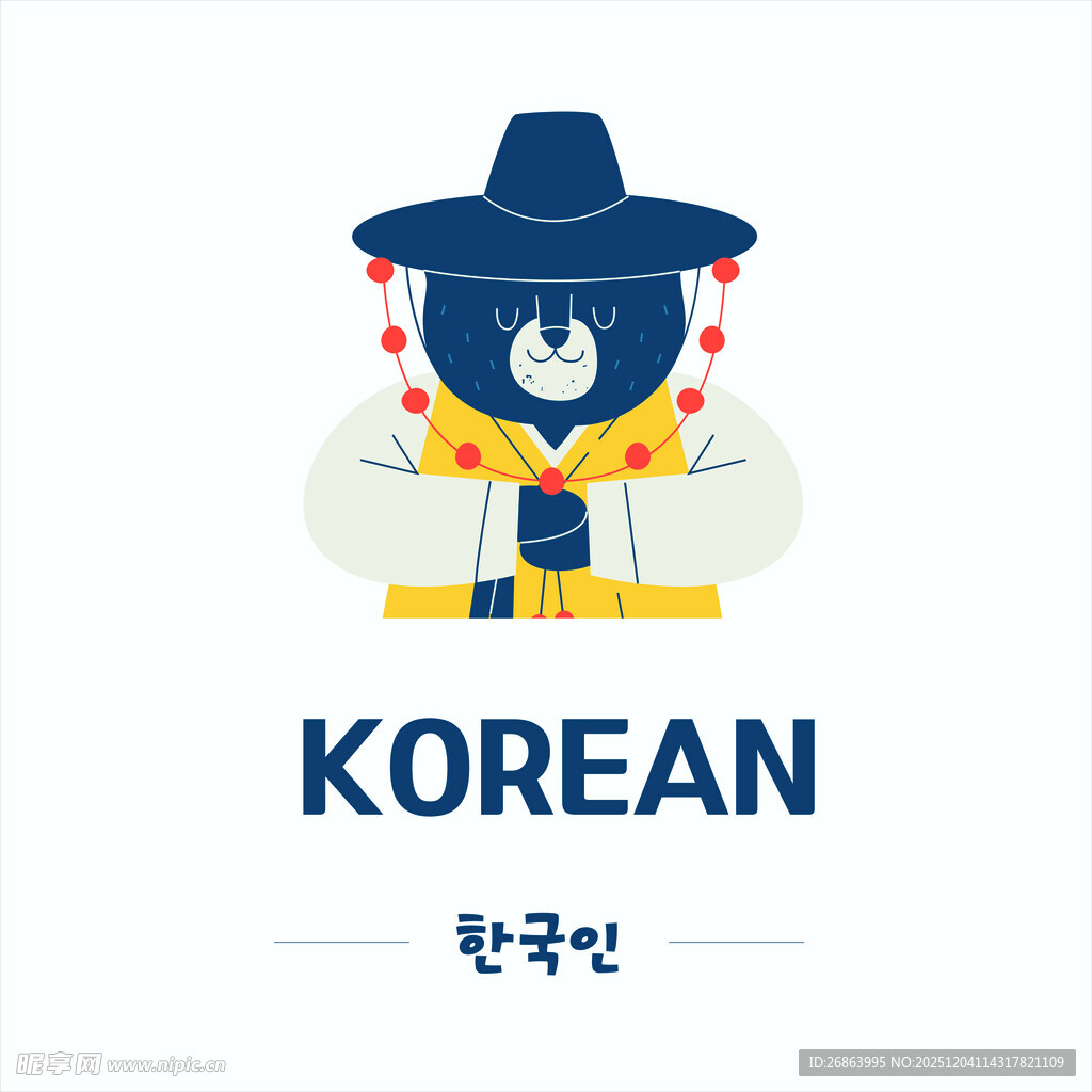 戴帽韩国风小熊形象