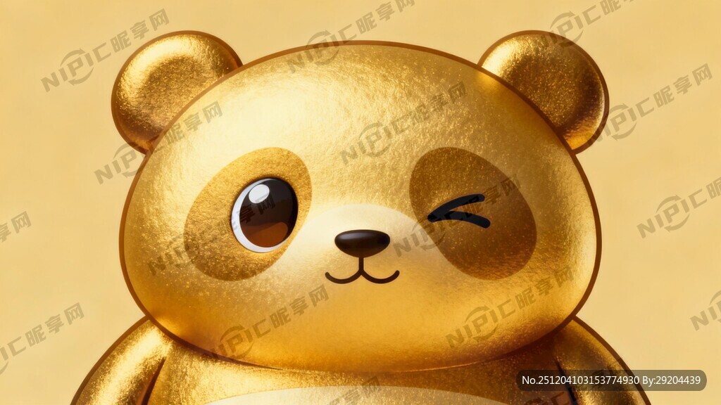 金色卡通熊猫 呆萌可爱