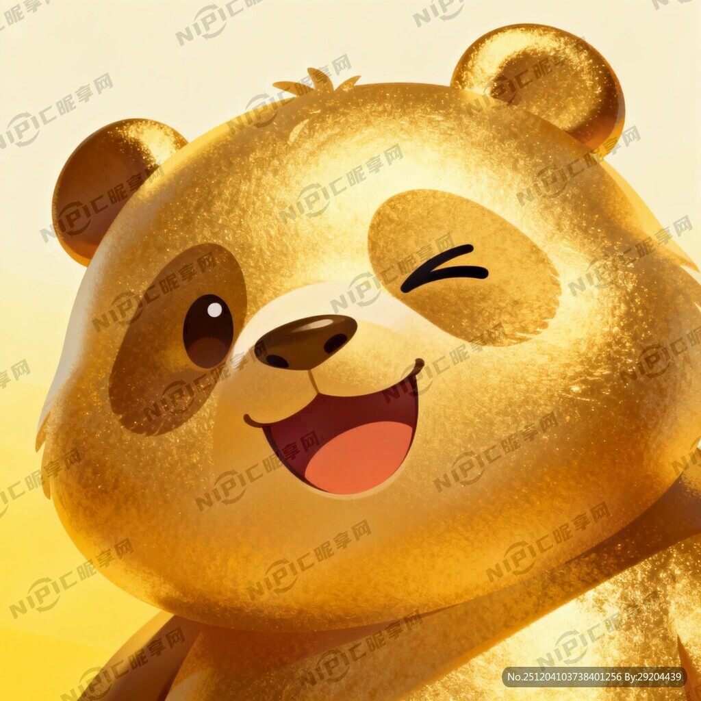 金色大头熊猫 呆萌可爱笑容满面