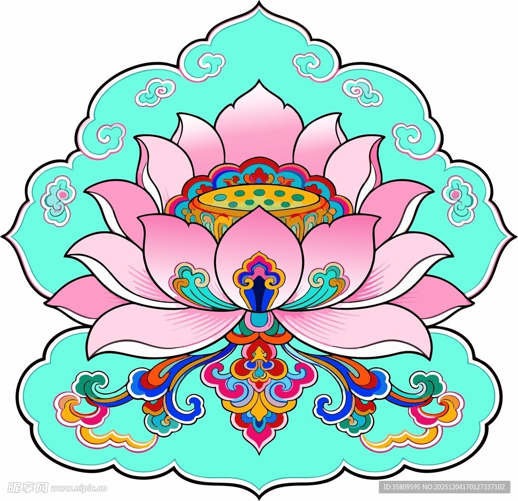 精美莲花传统装饰图案