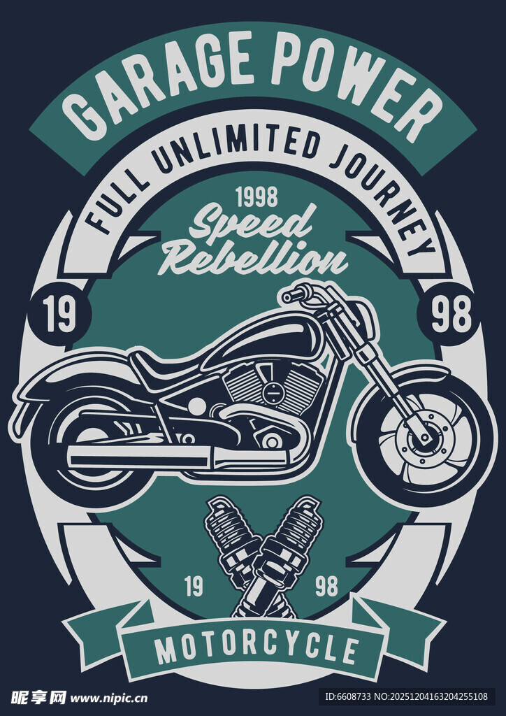 复古哈雷摩托车标志图案