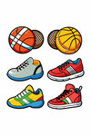 多彩篮球鞋与篮球组合
