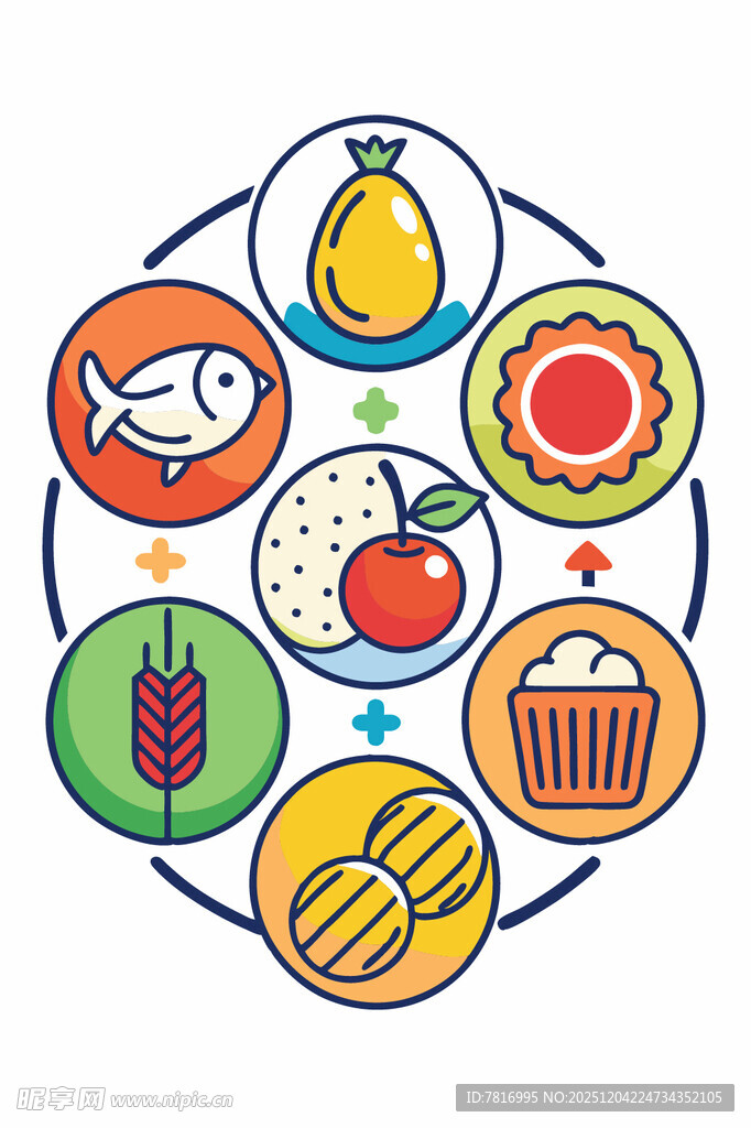 多彩食物图标集合