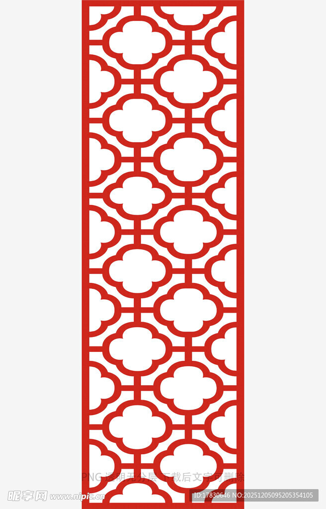 中式红色镂空窗格图案