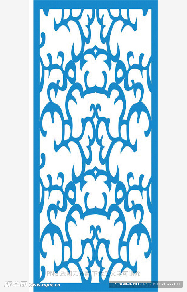 蓝色大象图案镂空装饰