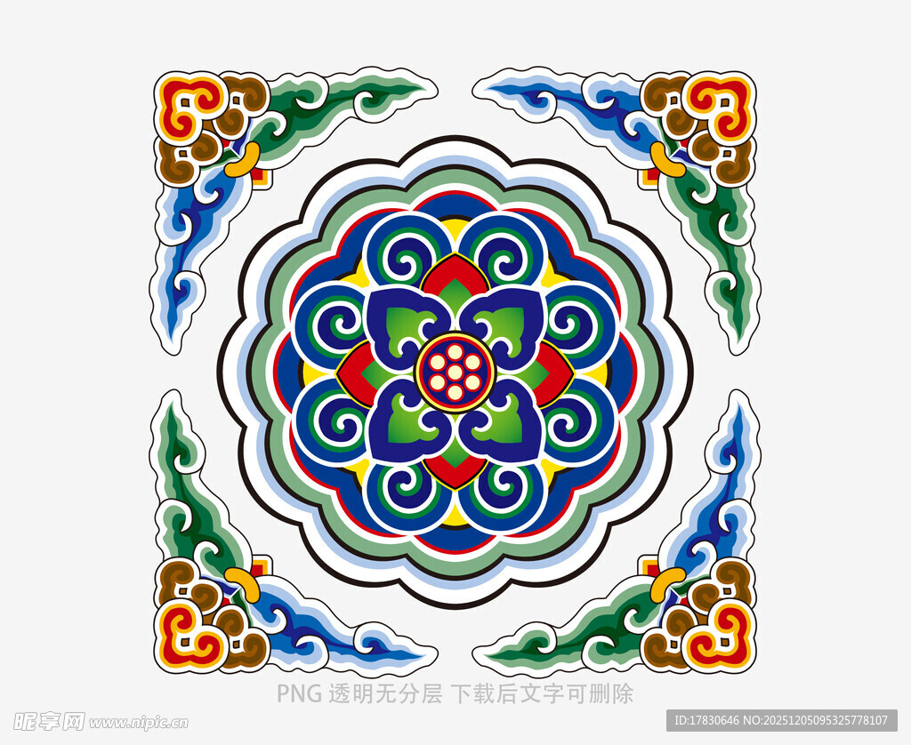 传统彩色几何花纹图案