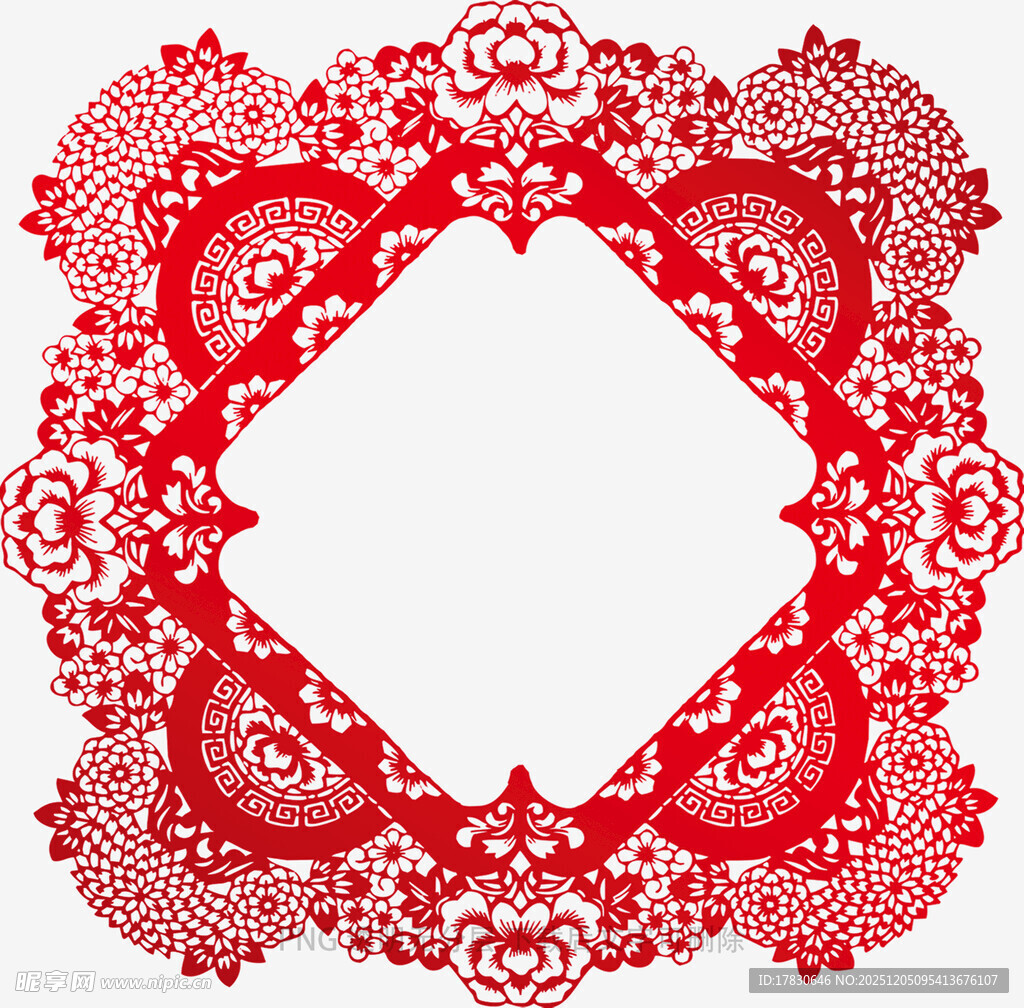 红色精致花纹边框图案