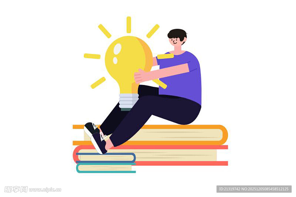 坐在书上点亮灵感的人