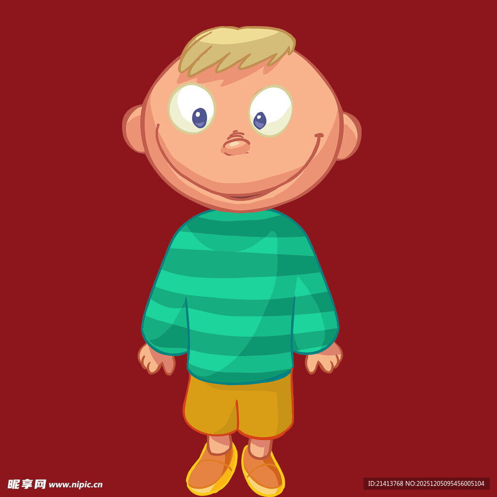 穿条纹衣的卡通小男孩