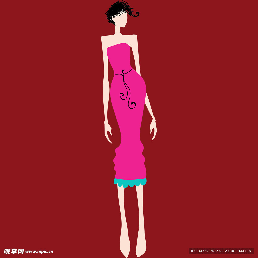 时尚粉色连衣裙女性模特