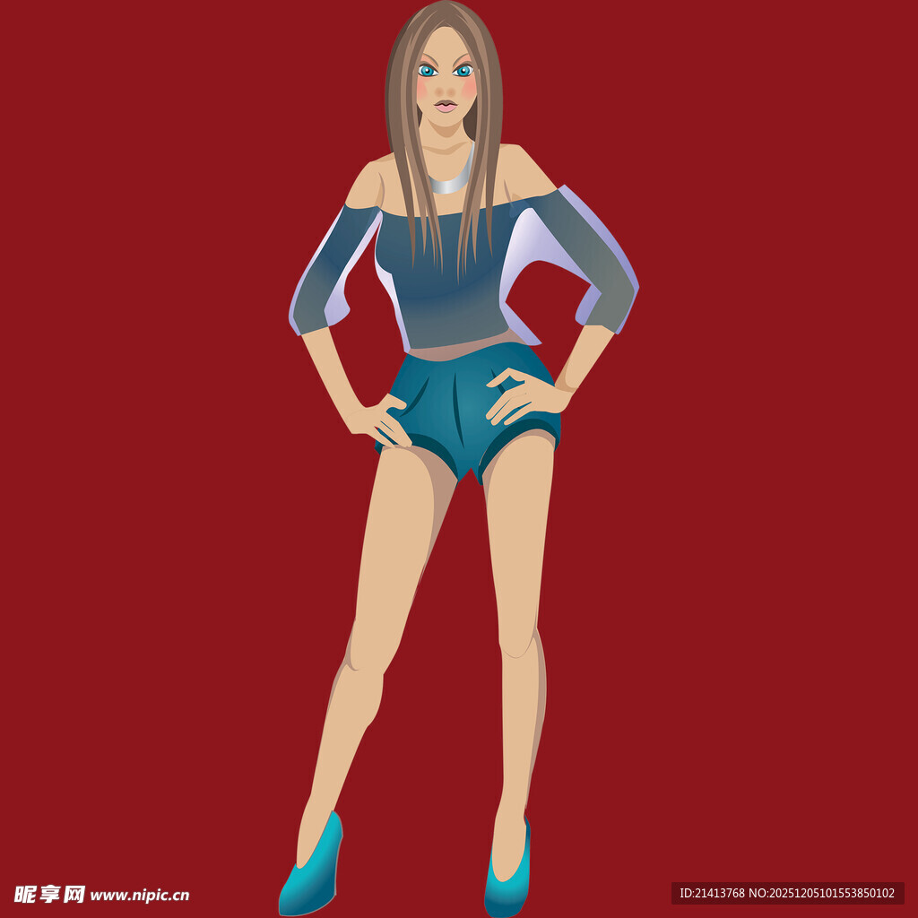 时尚女郎展示个性穿搭