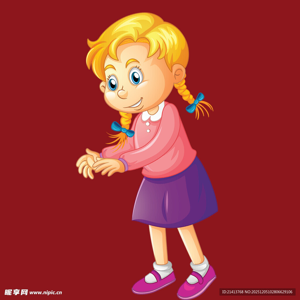 扎辫女孩俏皮可爱