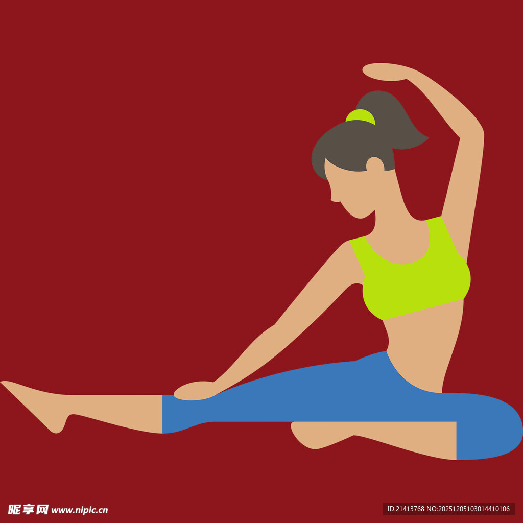 瑜伽女孩的优雅伸展动作