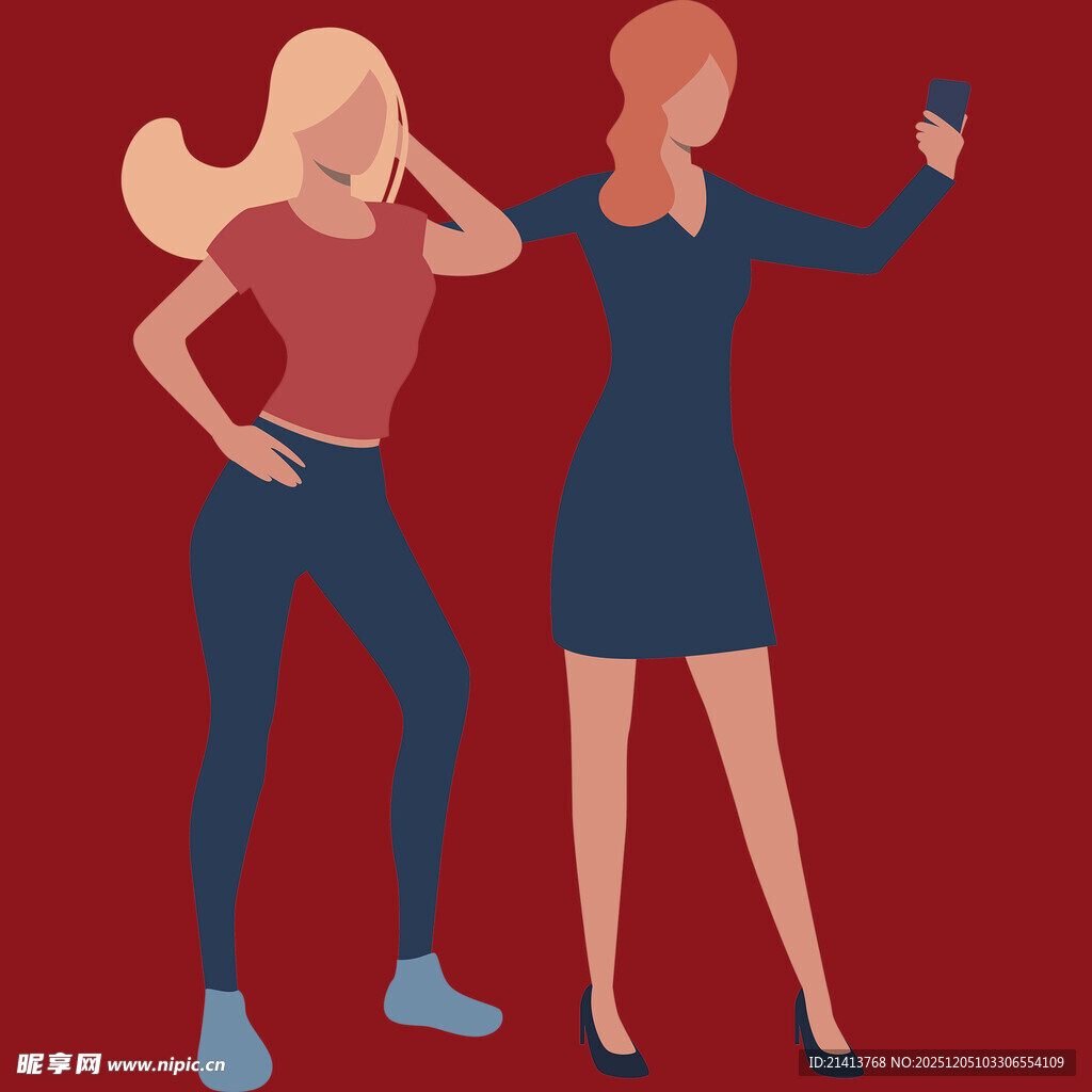 两位女士的欢乐自拍时刻