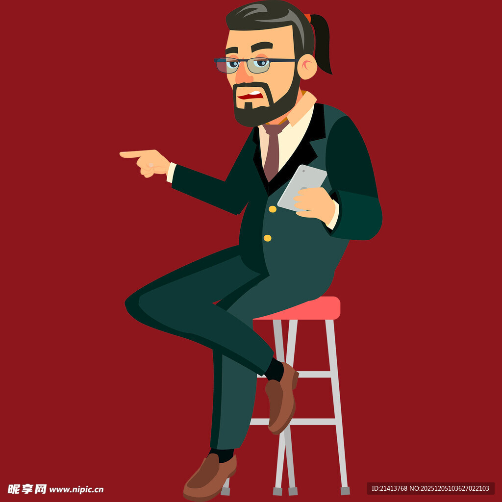 西装男士坐凳手持咖啡