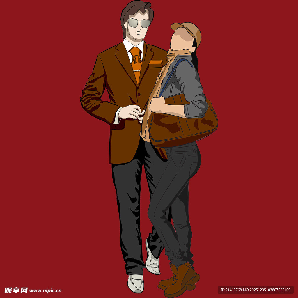 复古风格情侣亲密互动