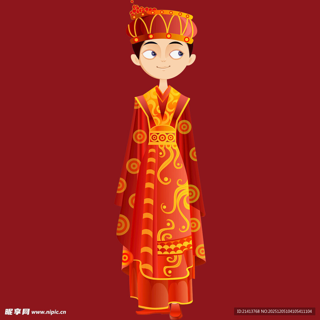 传统中式新娘服饰插画