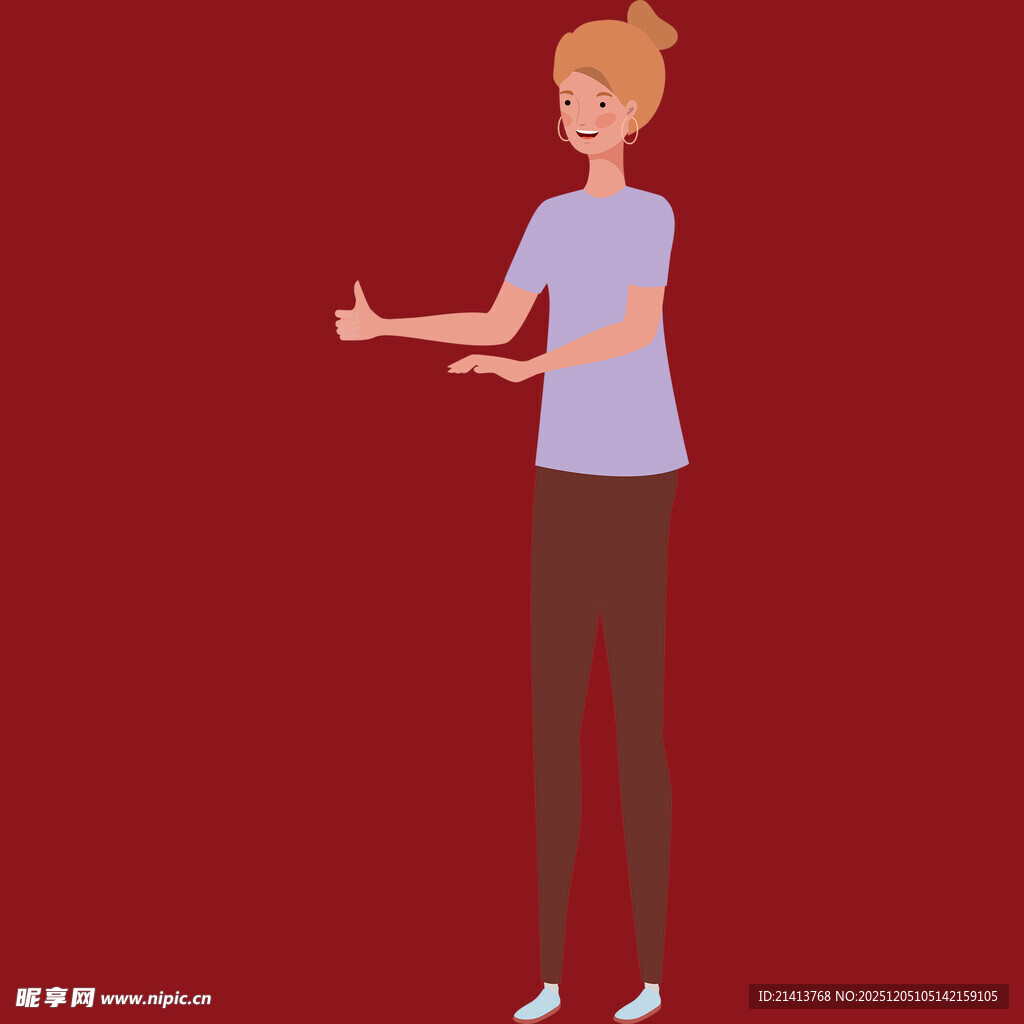 站立伸手的卡通人物形象