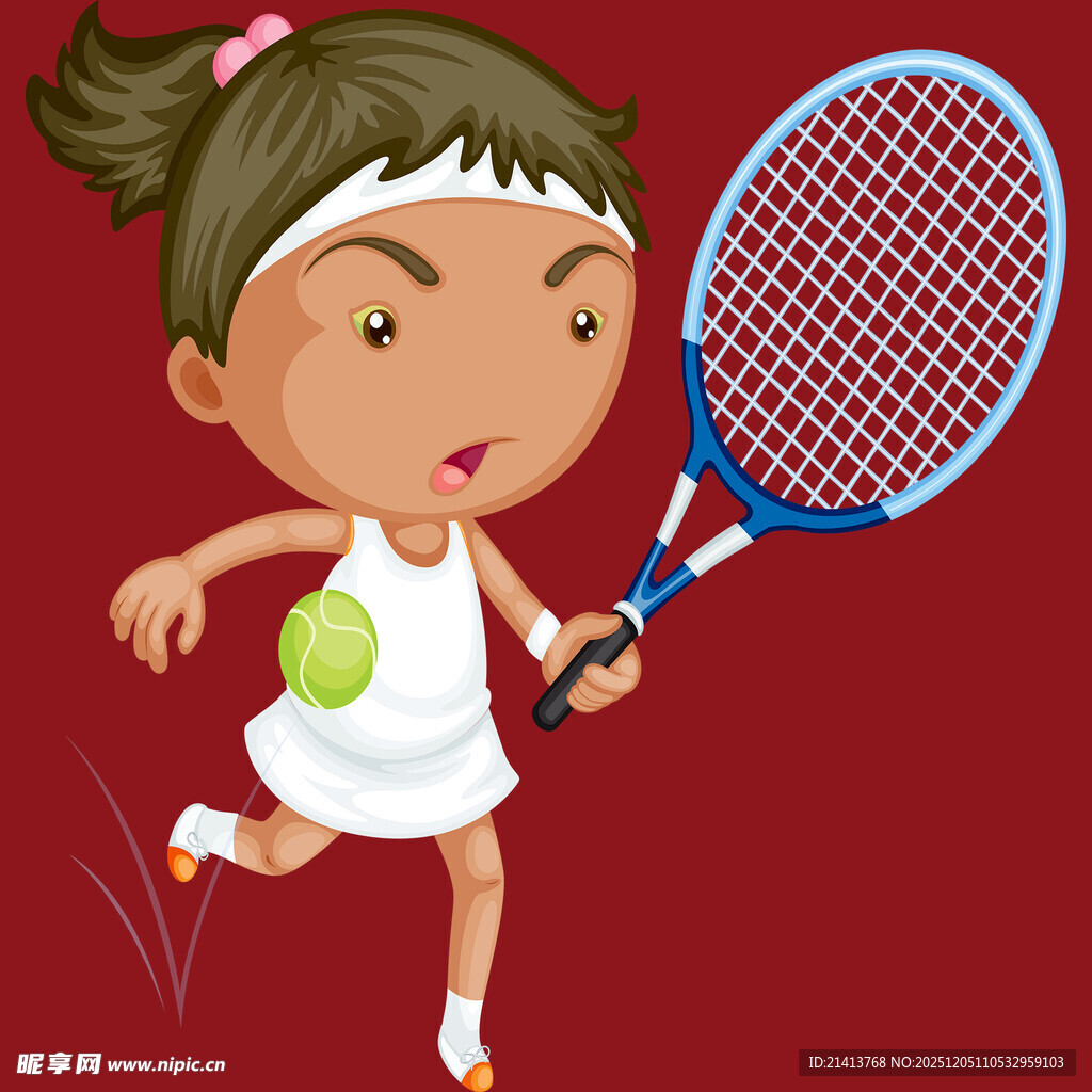 小女孩活力打网球