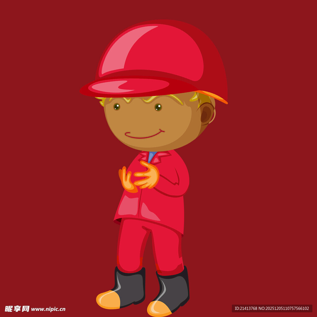 红衣戴帽卡通小男孩