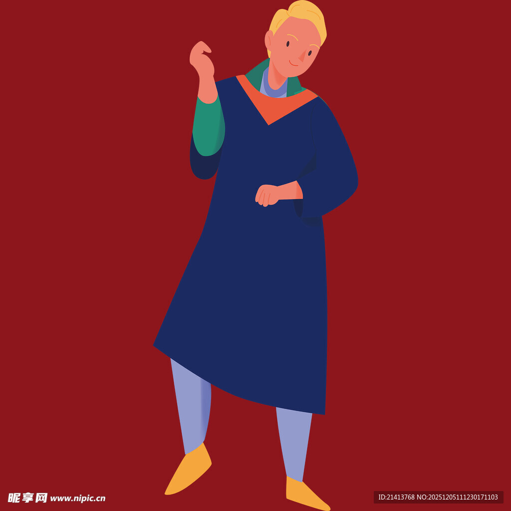 身着长袍的人物动态形象