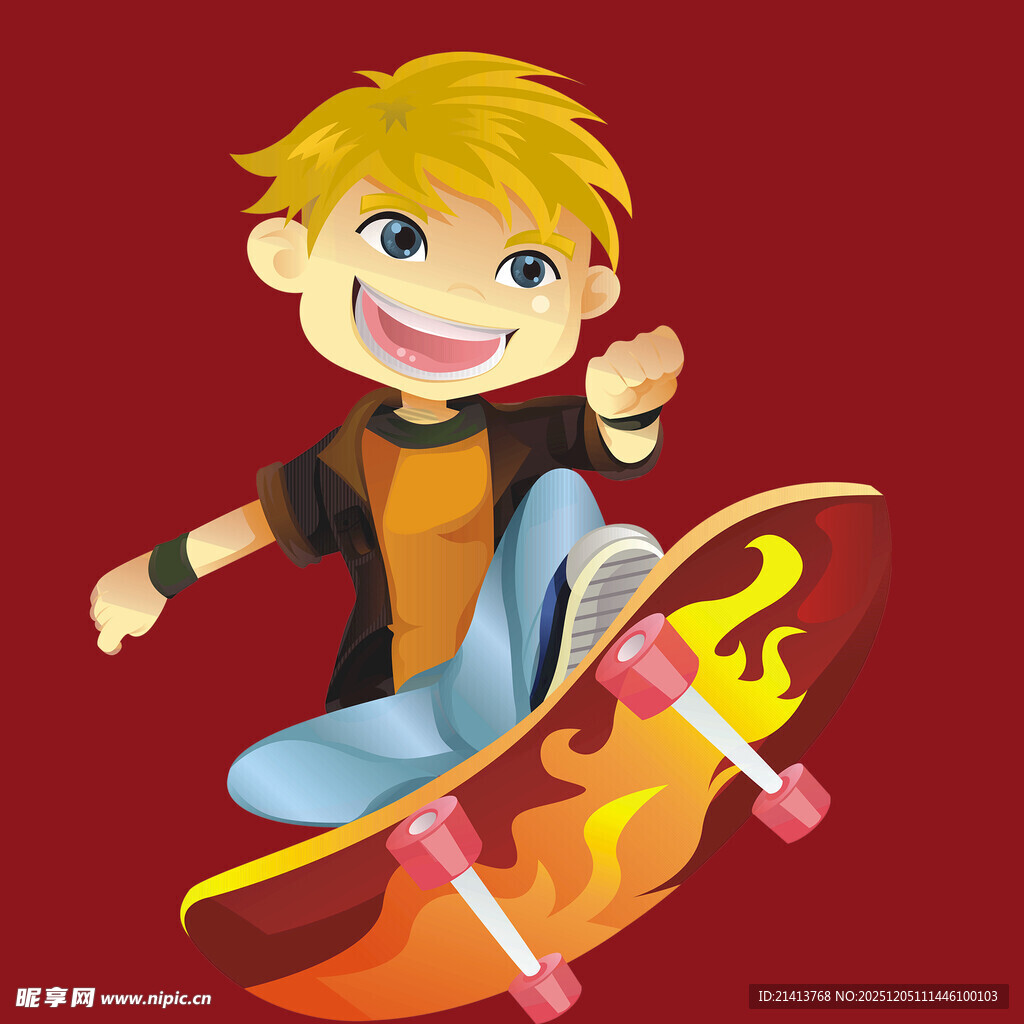 男孩酷炫玩滑板