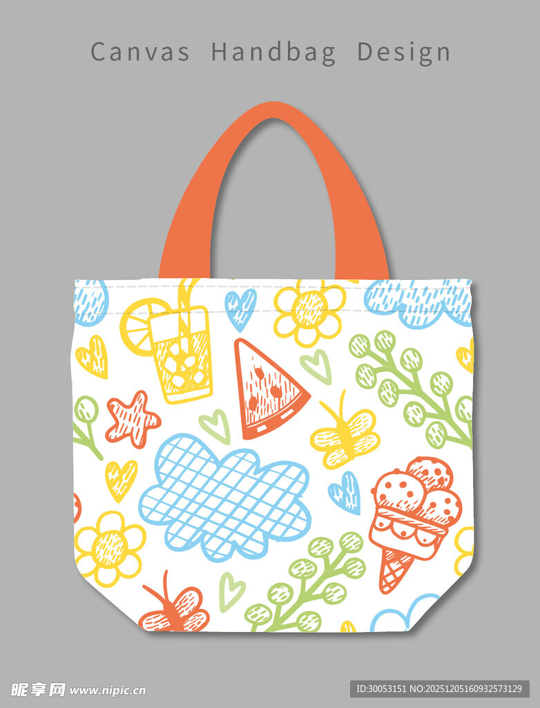 多彩手绘风手提袋设计