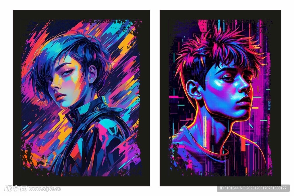 赛博人物装饰画