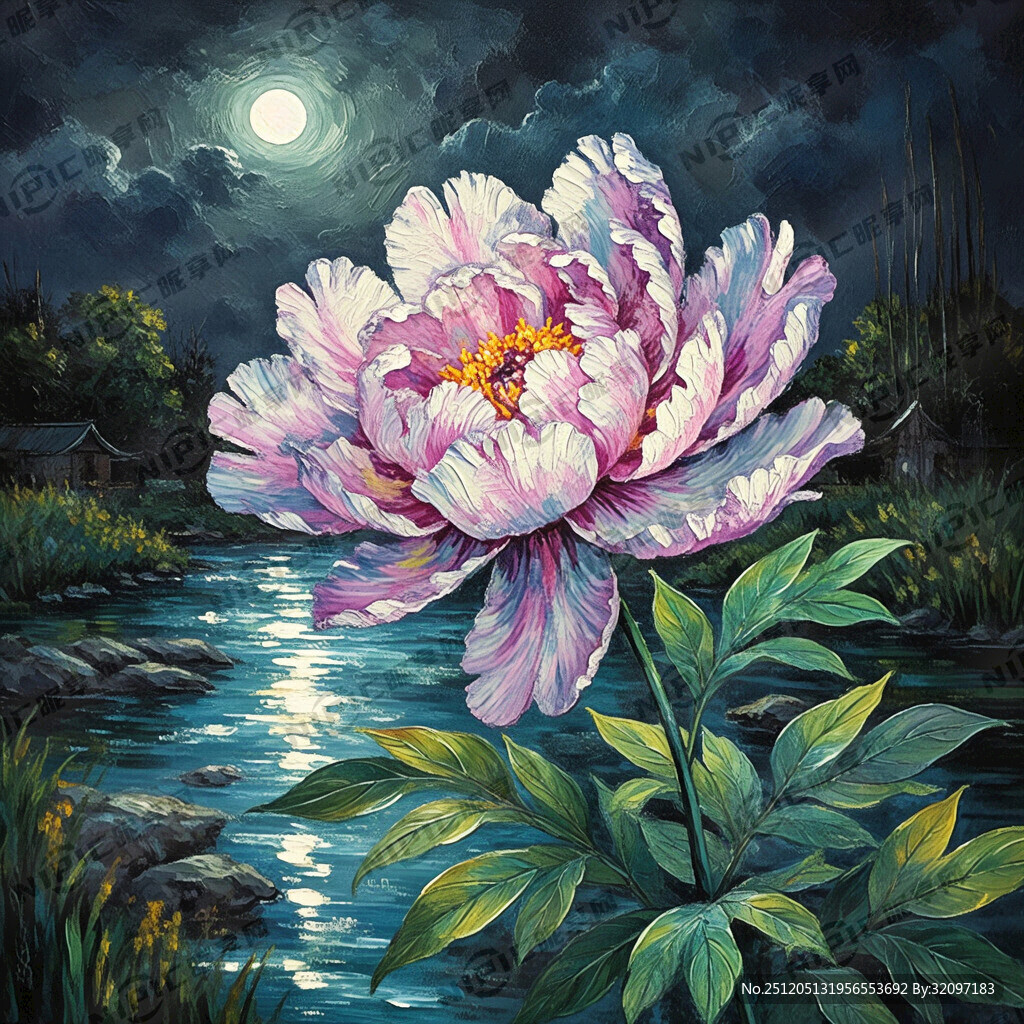 扎染 牡丹花小一点  夜色