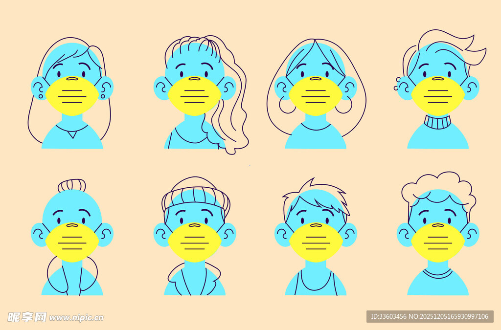 卡通青蛙多样表情集合