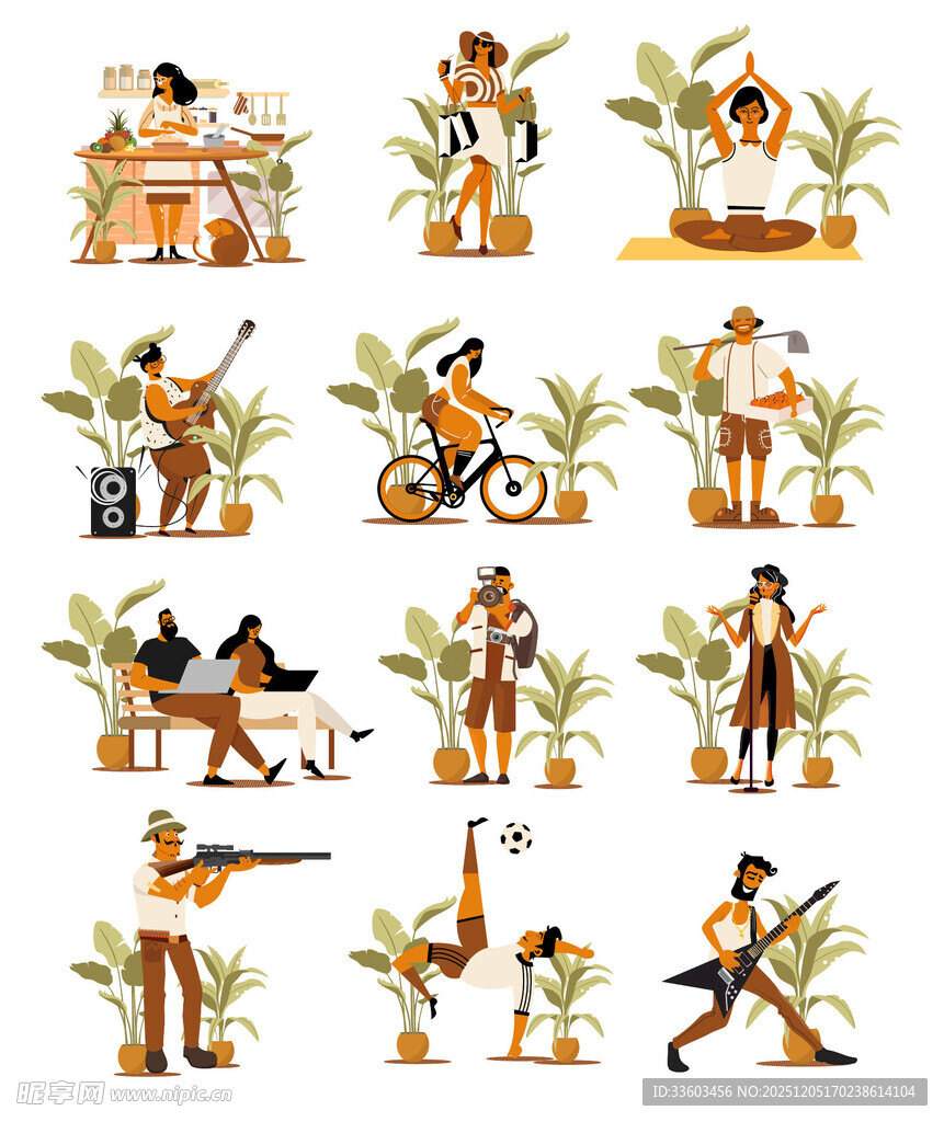 多样西部牛仔生活场景