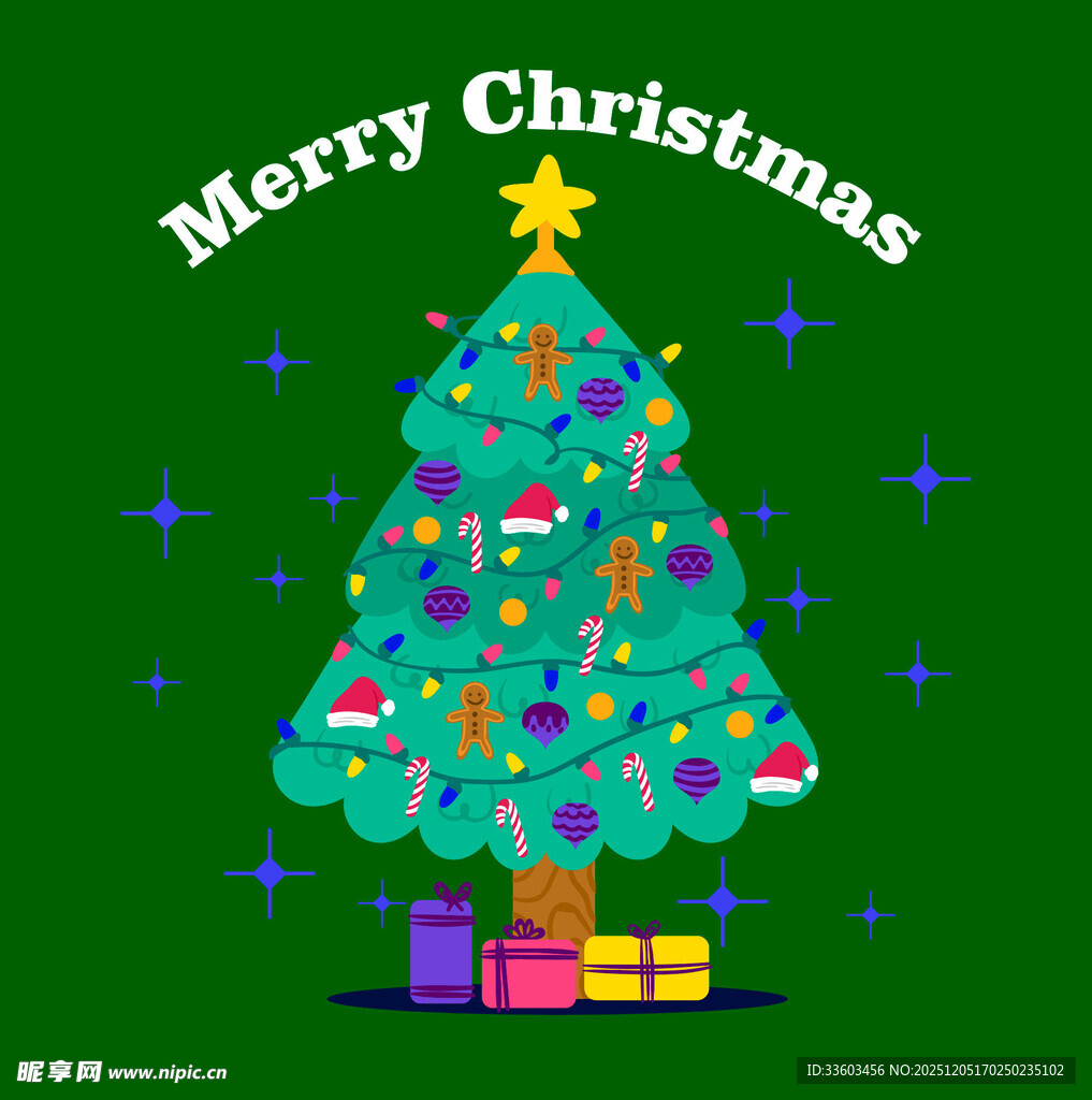 圣诞装饰圣诞树与礼物