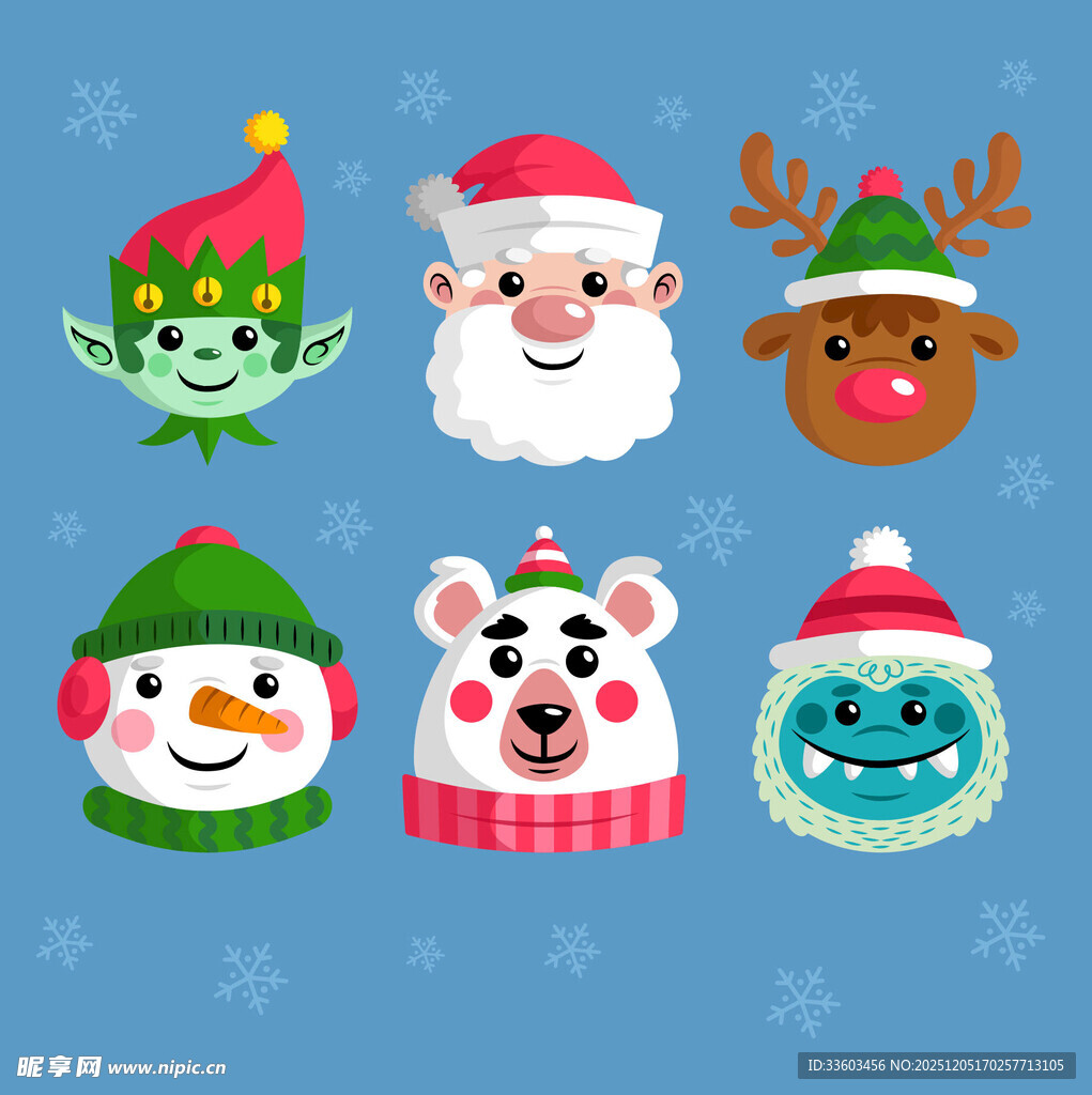 圣诞可爱角色头像集合