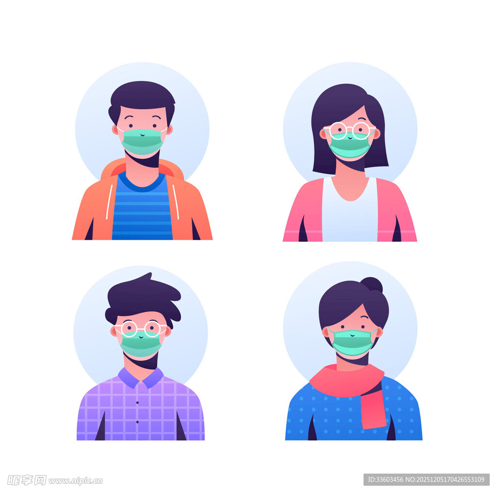 戴口罩的人物头像集合