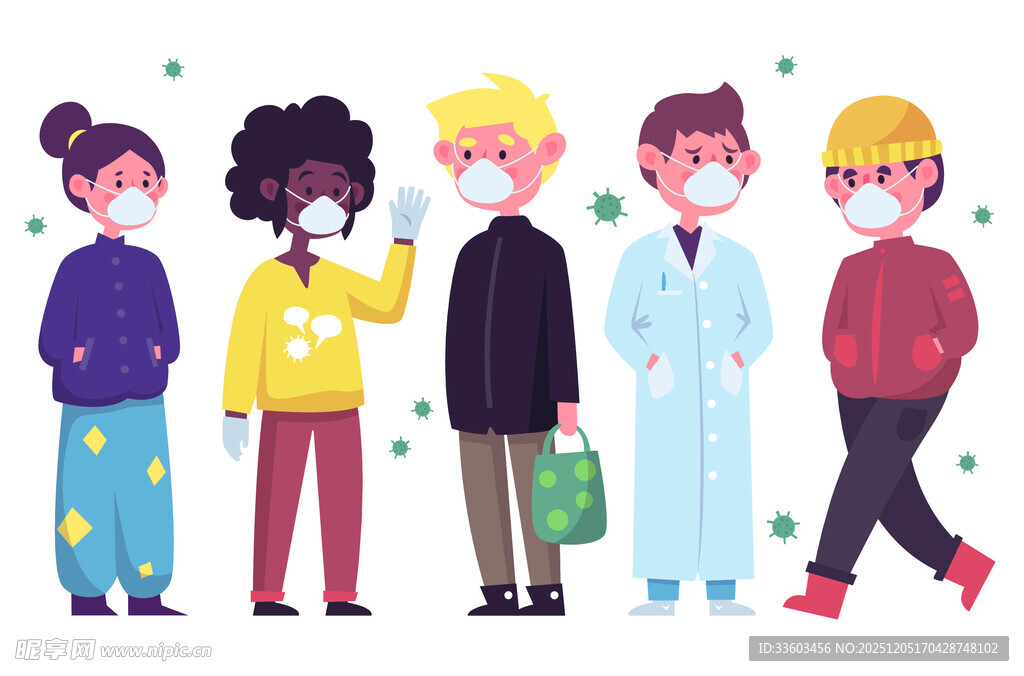 戴口罩人群的日常出行场景