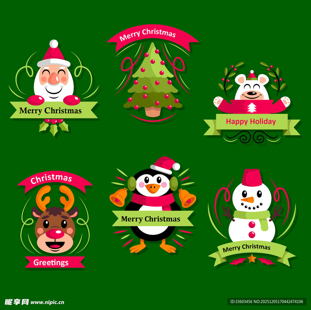 圣诞卡通图标集合