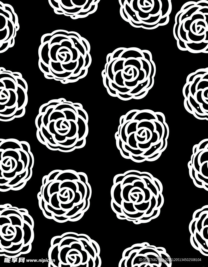 黑白玫瑰图案背景纹理
