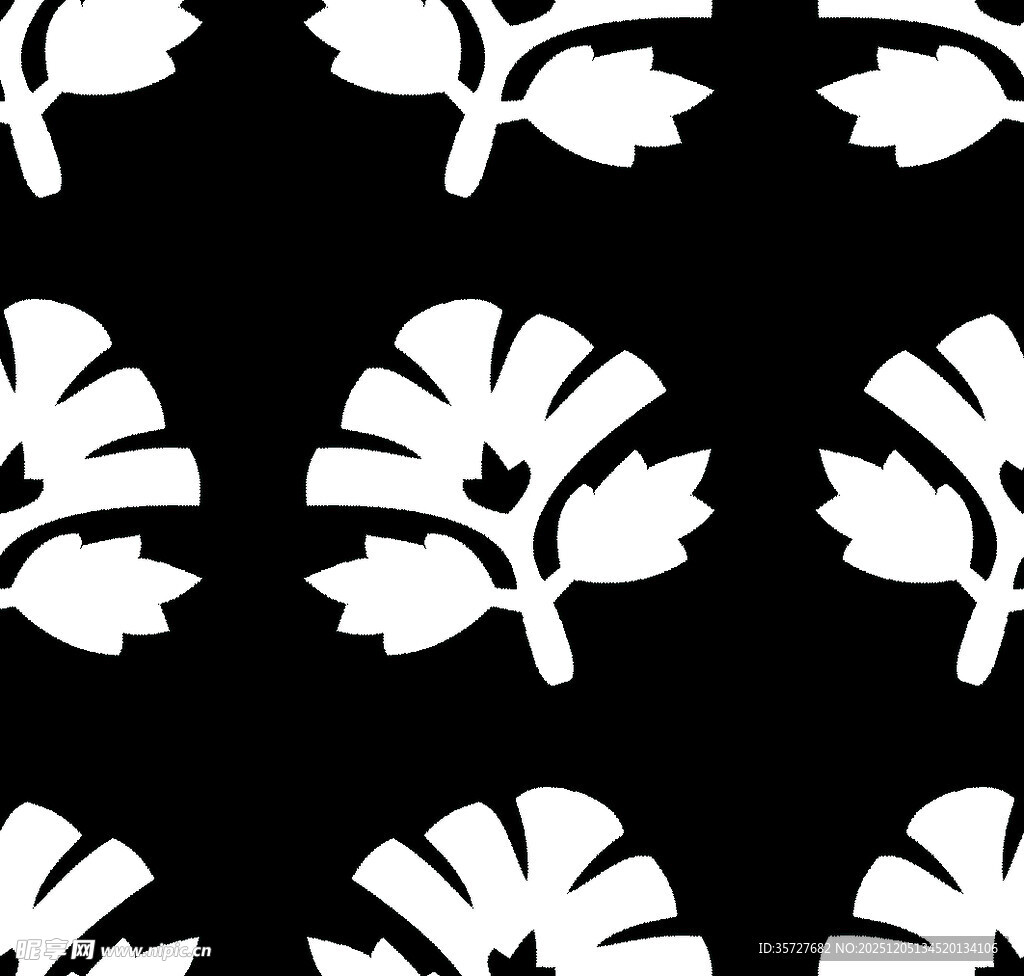 黑白叶形图案无缝背景
