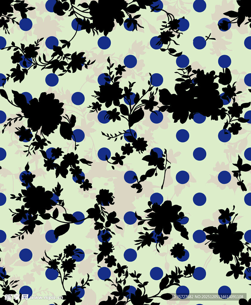 蓝黑斑点花纹图案