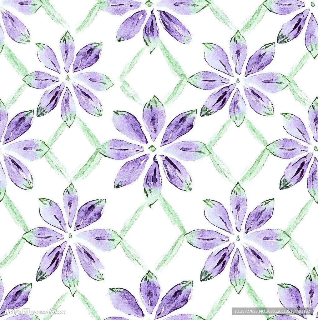 紫色花卉几何图案背景