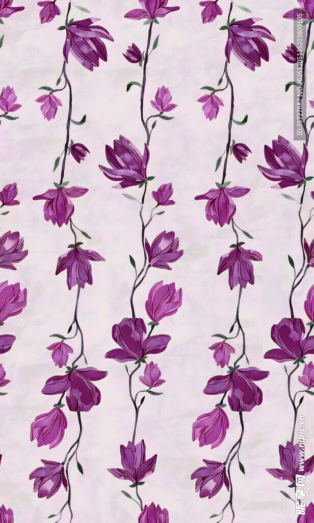 紫色花卉图案布料纹理