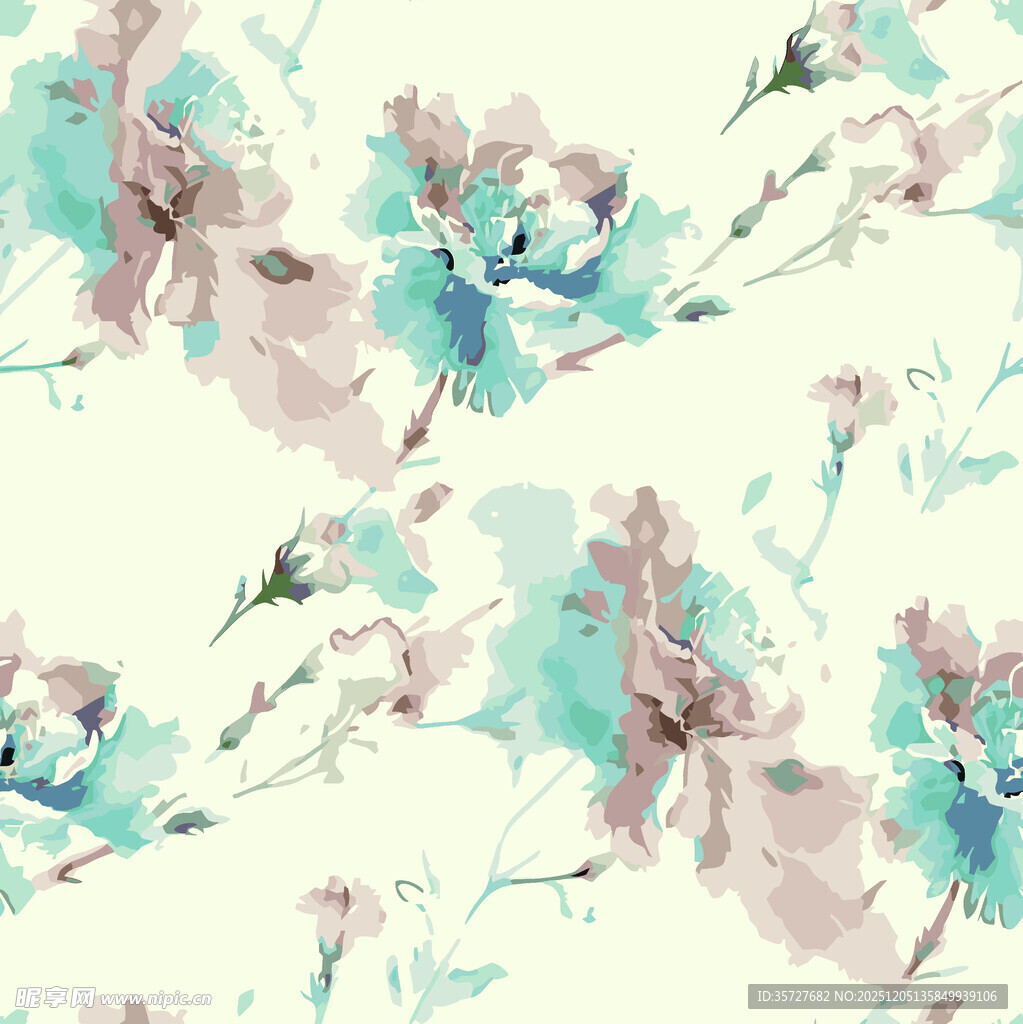 清新水彩花卉图案背景