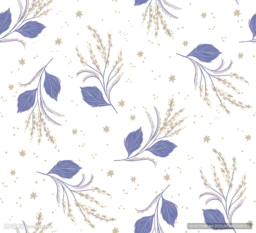 蓝金植物图案背景